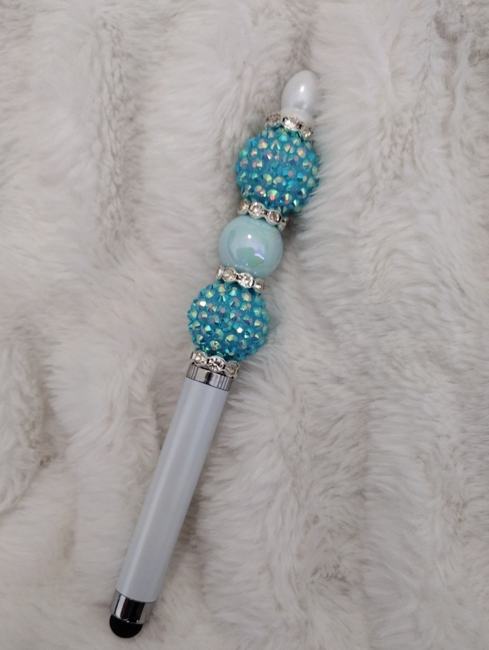 Sparkling Aqua Beaded Stylus &  Pen